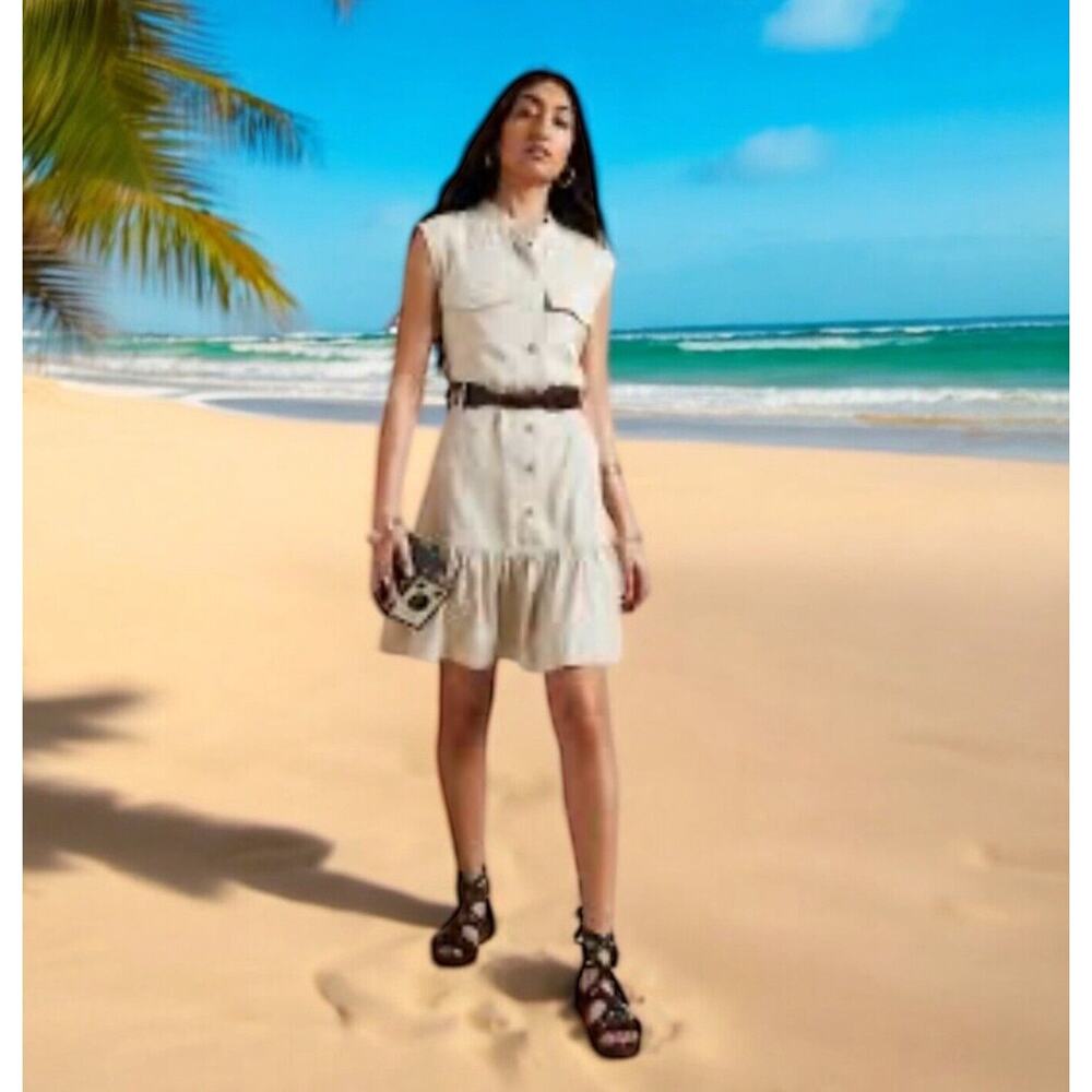 BANANA REPUBLIC Factory Cream Tencel Button Down Dress Size M NEW $110